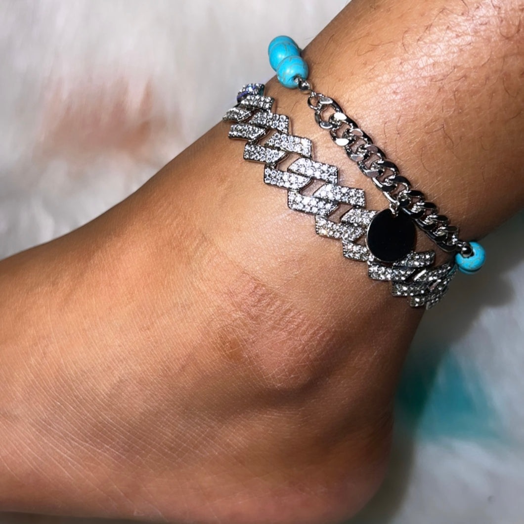 Icee Bleu 2 Piece anklet set