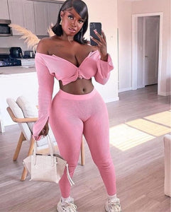Pretty Pink zipper crop set 🔥
